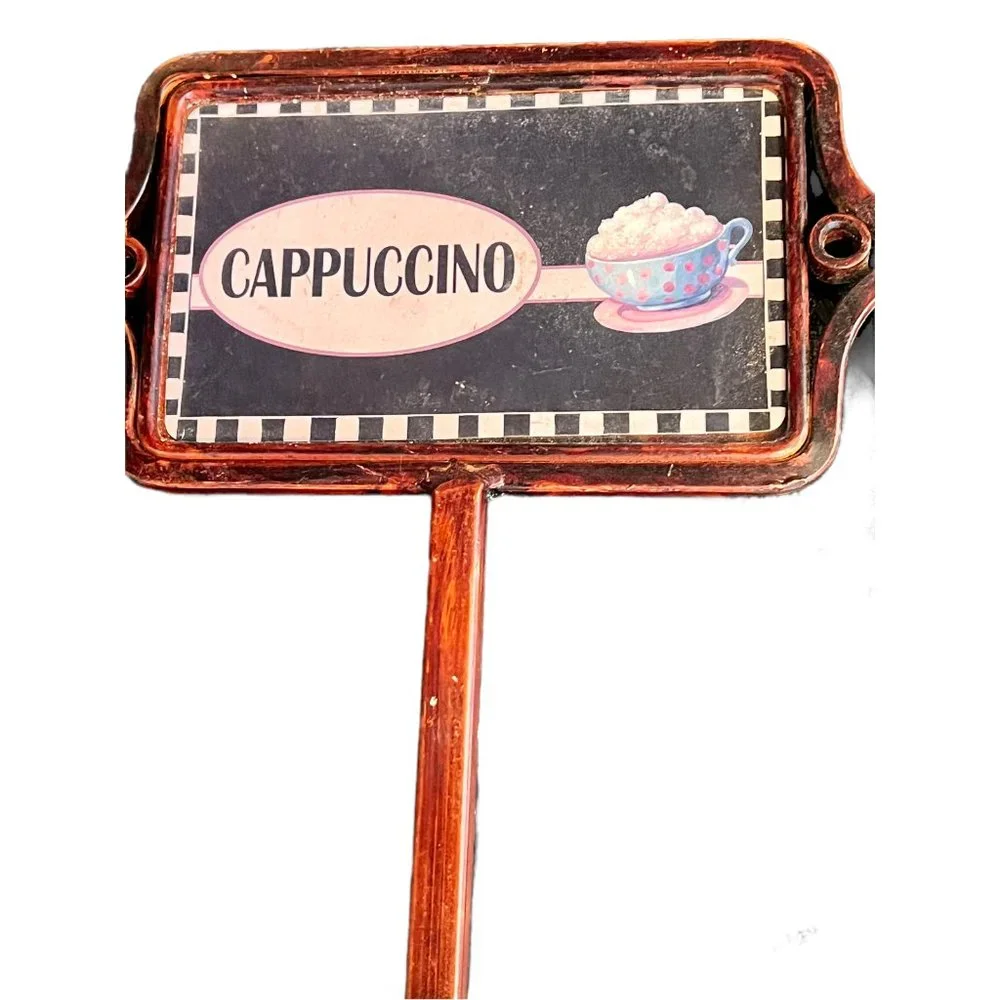 Cappuccino Brown Red Metal Plate Holder Wall Hanger Hold 2 plates coffee bar
